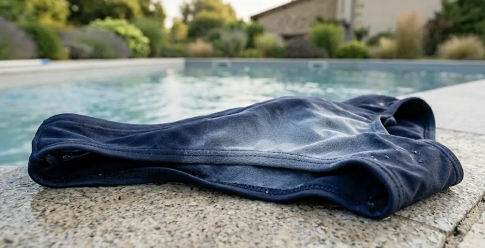 Maillot de bain décoloré par un excès de chlore après baignade trop précoce